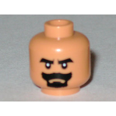 nougat minifigure head beard black van dyke with thick black moustache and eyebrows pattern