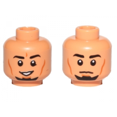 nougat minifigure head dual sided black eyebrows goatee cheek lines smile neutral pattern sw kanan jarrus
