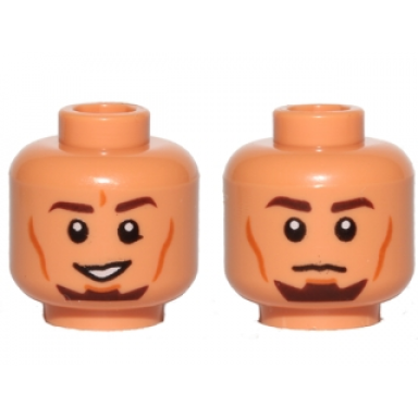 nougat minifigure head dual sided dark brown eyebrows goatee cheek lines smile neutral pattern sw kanan jarrus