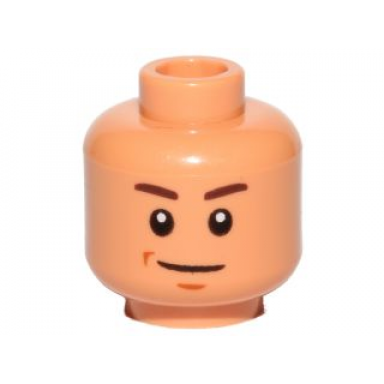 nougat minifigure head brown eyebrows chin dimple smile pattern sw zander