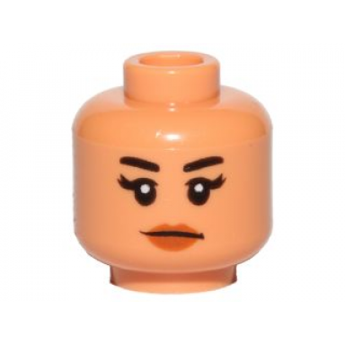 nougat minifigure head female black eyebrows eyelashes peach lips pattern sw kordi