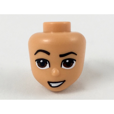 nougat mini doll head friends with raised right eyebrow dark brown eyes crooked smile pattern aladdin