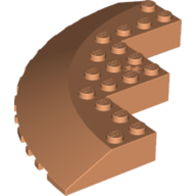 nougat brick round corner 10 x 10 with slope 33 edge axle hole facet cutout