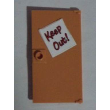 nougat door 1 x 4 x 6 with stud handle with keep out! sign pattern sticker - set 71006