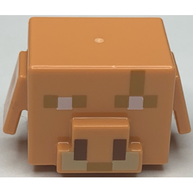 nougat minifigure head modified cube with ear flaps and minecraft piglin brute face with scar pattern