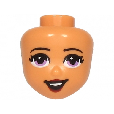 nougat mini doll head friends with medium lavender eyes dark red lips and open mouth pattern