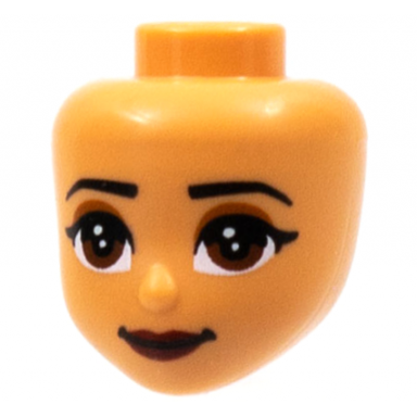 nougat mini doll head friends with black eyebrows dark orange eye shadow reddish brown eyes dark red lips pattern