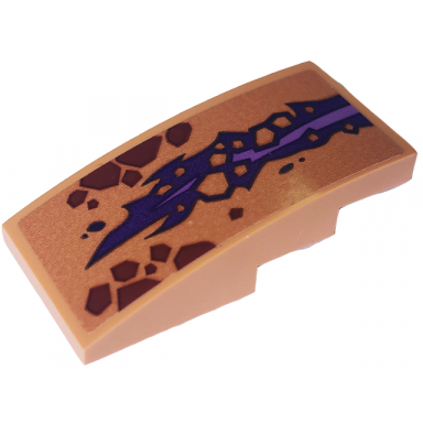 nougat slope curved 4 x 2 with dark red scales and dark purple and medium lavender skin top half pattern sticker - set 71793