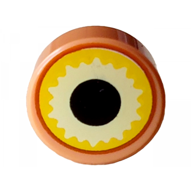 nougat tile round 1 x 1 with yellow and bright light yellow eye with dark orange edge and black pupil pattern dungeons dragons beholder