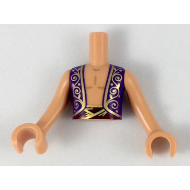 torso mini doll boy dark purple vest with gold filigree dark red sash pattern nougat arms with hands
