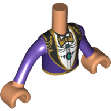 torso mini doll boy dark purple suit jacket with gold bow tie and filigree pattern nougat arms with hands with dark purple long sleeves