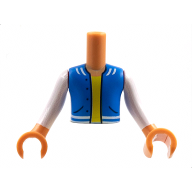 torso mini doll boy blue vest with pockets yellow undershirt pattern nougat arms with hands with white long sleeves