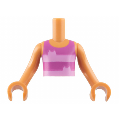 nougat torso mini doll boy dark pink tank top with bright pink stripes with cat ears pattern nougat arms with hands