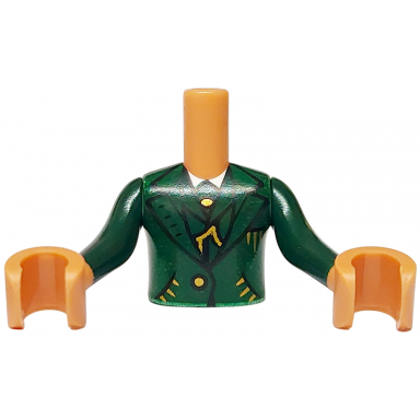 nougat torso mini doll boy suit jacket and waistcoat over white shirt gold chain and buttons pattern nougat arms with hands with dark green long sleeves