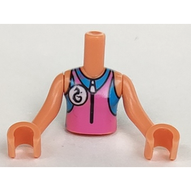 nougat torso mini doll girl dark pink and dark azure wetsuit with seahorse logo pattern nougat arms with hands