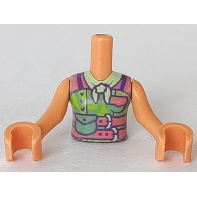 nougat torso mini doll girl lime top coral belts sand green bag and yellow bandana pattern nougat arms with hands