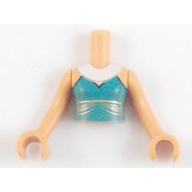 nougat torso mini doll girl dark turquoise dress top with white necklace pattern nougat arms with hands
