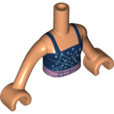 nougat torso mini doll girl dark blue halter top with star constellations and heart pattern nougat arms with hands