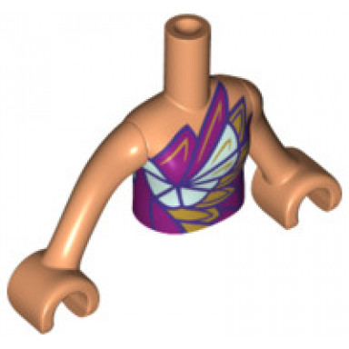 nougat torso mini doll girl strapless dress top with gold light aqua and magenta pattern nougat arms with hands