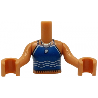 nougat torso mini doll girl blue tank top with white wavy lines tooth and silver necklace pattern nougat arms with hands