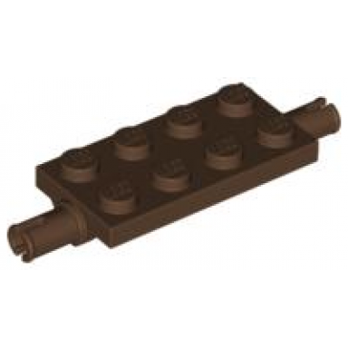 brown plate modified 2 x 4 with pins and thin angled supports