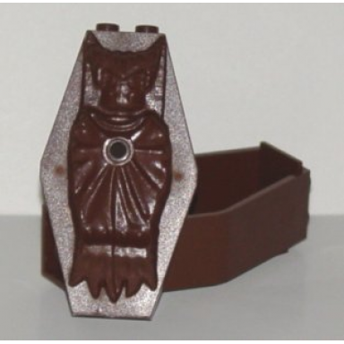 brown container coffin with vampire relief lid