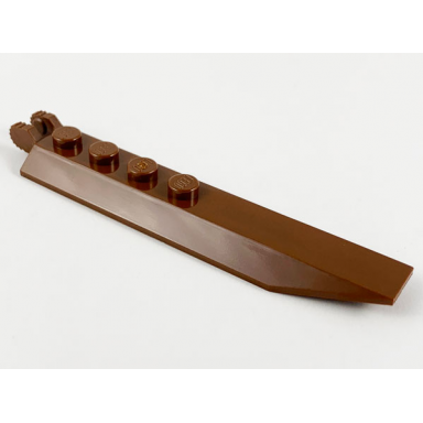 brown hinge plate 1 x 8 with angled side extensions 9 teeth and rounded plate underside