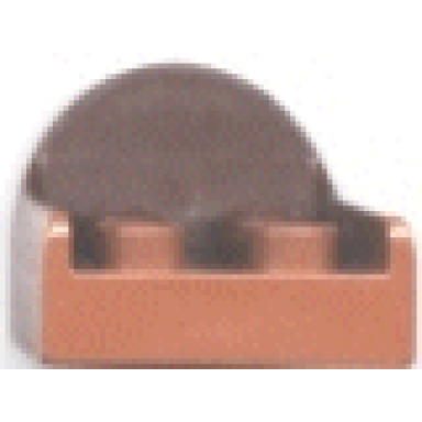 brown duplo furniture chair with 4 studs and rounded back