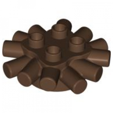 brown duplo brick round 2 x 2 with radiating bars