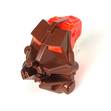 brown bionicle head connector block 3 x 4 x 1 2 3 with trans-neon orange eye brain stalk 32553 32554