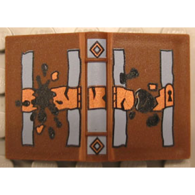 brown minifigure utensil book 2 x 3 with lock and black ink splotches pattern hp tom riddles diary