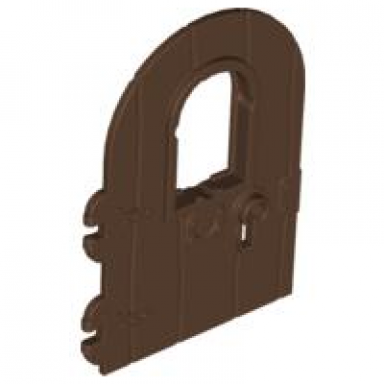 brown door 1 x 4 x 6 round top with window and keyhole nonreinforced edge