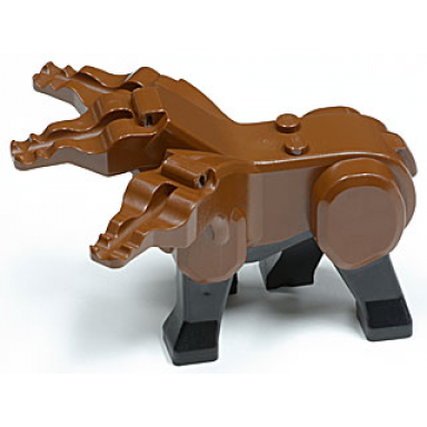 brown dog body with black legs from three-headed dog