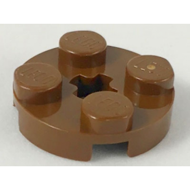 brown plate round 2 x 2 with axle hole