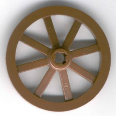 brown wheel wagon large 33mm d hole notched for wheels holder pin