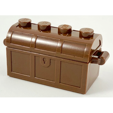 brown container treasure chest with slots in back and same color thick hinge curved lid 4738a 4739a