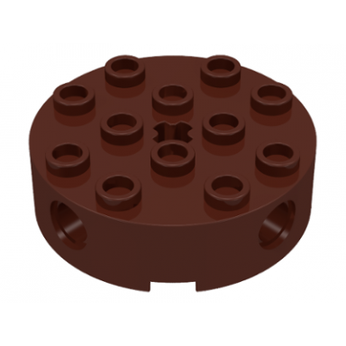 brown brick round 4 x 4 with 4 side pin holes and center axle hole