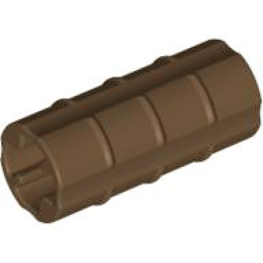 brown technic axle connector 2l ridged with x hole x orientation