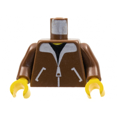 brown torso bomber jacket and black t-shirt pattern brown arms yellow hands