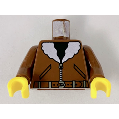 brown torso bomber jacket belt black shirt pattern brown arms yellow hands