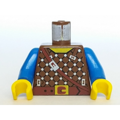 brown torso castle dark forestman studded shirt and brown crossbelt pattern blue arms yellow hands