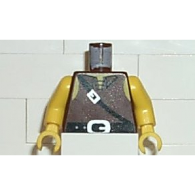 brown torso castle dark forestman tie shirt and black crossbelt pattern yellow arms yellow hands