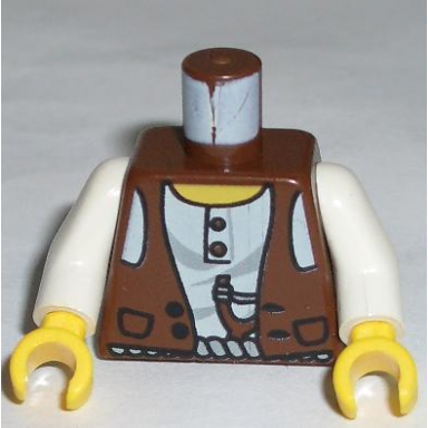 brown torso adventurers desert vest over white shirt slingshot pattern white arms yellow hands