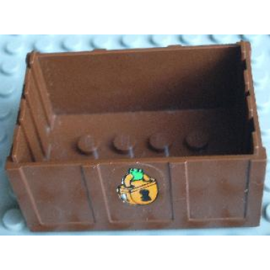 brown container trunk bottom 4 x 6 x 2 1 3 with padlock pattern on two sides stickers - set 3635