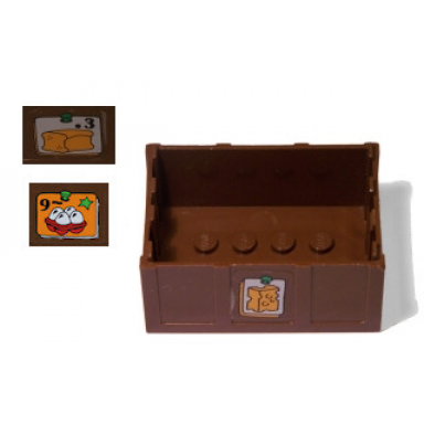 brown container trunk bottom 4 x 6 x 2 1 3 with cheese on front bread on right side eggs on left side pattern stickers - set 3667