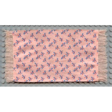 light salmon scala cloth rug with blue leaves and red berries pattern