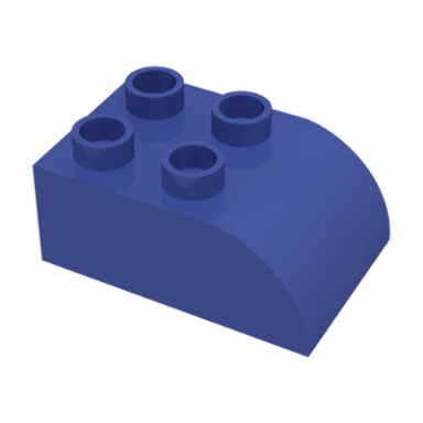 violet duplo brick 2 x 3 slope curved