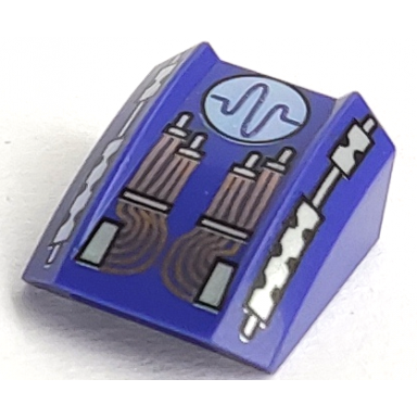 violet slope curved 2 x 2 lip with copper wires wavy line pulse on white circle pattern
