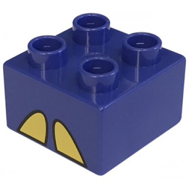 violet duplo brick 2 x 2 with 2 yellow angled half ovals pattern