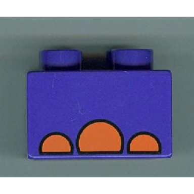 violet duplo brick 2 x 2 with elephant foot pattern